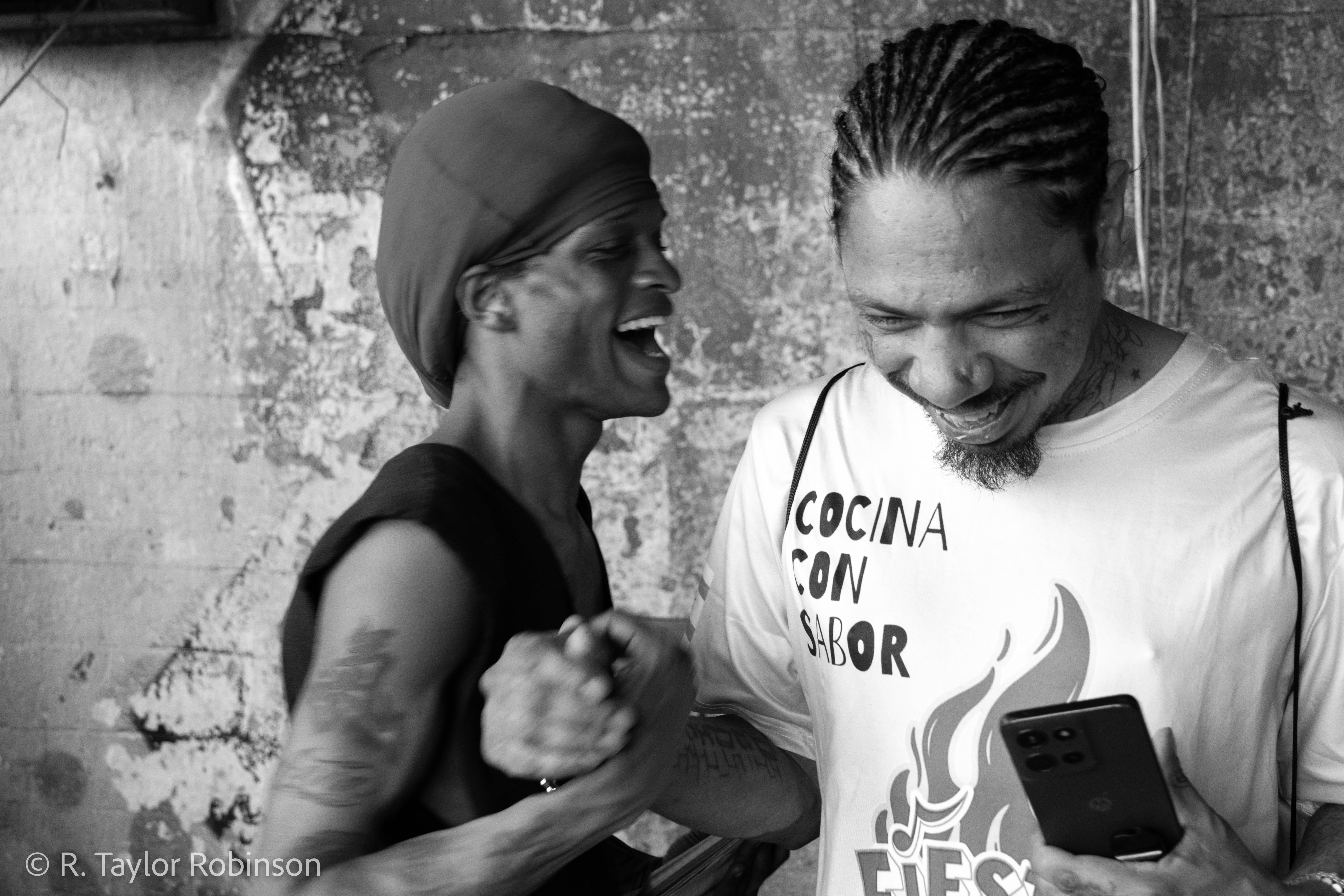 Gonzalez greets his friend Jene’Bele, who’s a musician and performer with his own Youtube channel (@JeneBele) where he posts videos of his performances. Gonzalez suffers from anxiety and epilepsy and has been three days without his medication which was stolen along with his bike. "That’s why I try to stay around people, just in case something happens," he said and then pointed to his broken tooth. "Because, when I’m by myself – that’s how this happened."