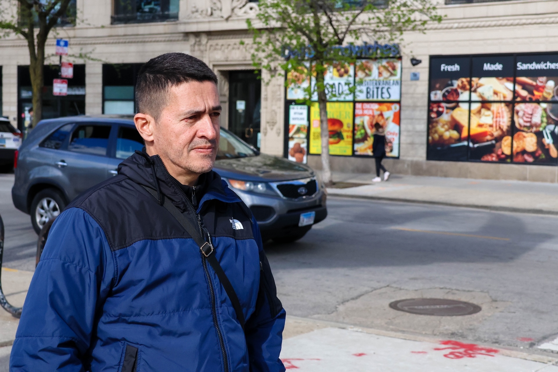 Juan Pabon, a Venezuelan farmer and asylum-seeker, poses for a portrait in Chicago's Uptown neighborhood.